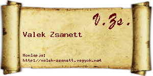 Valek Zsanett névjegykártya